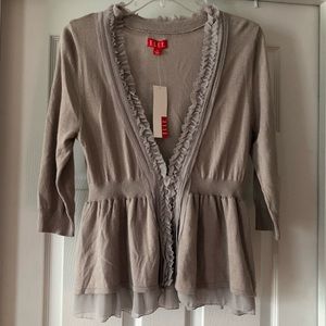 ELLE Light Grey Chiffon Ruffle Sweater